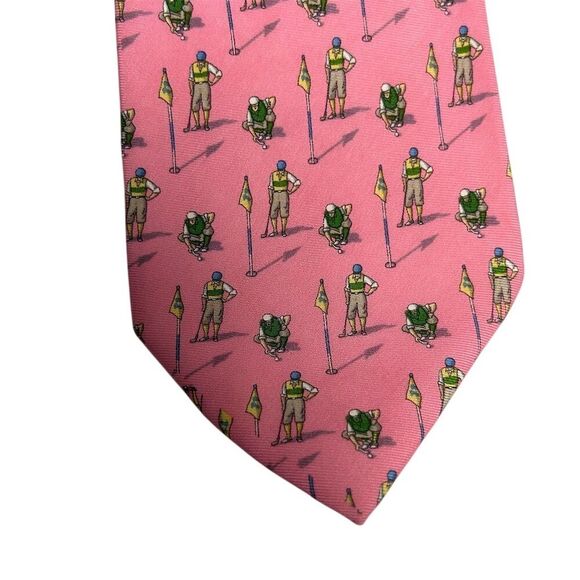 Polo Ralph Lauren Men's Pink Silk Tie Golf Theme Geometric Pattern - Picture 12 of 13